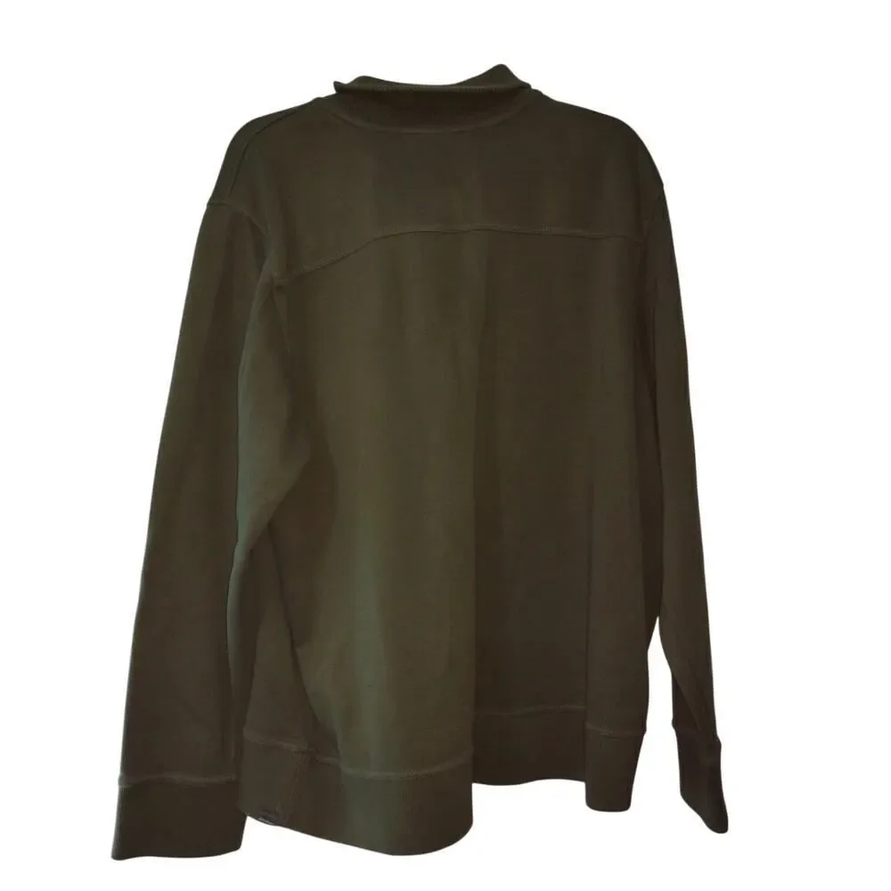 Eddie Bauer Men's Olive Green 1/2 Zip Pullover Sweater - 2XL